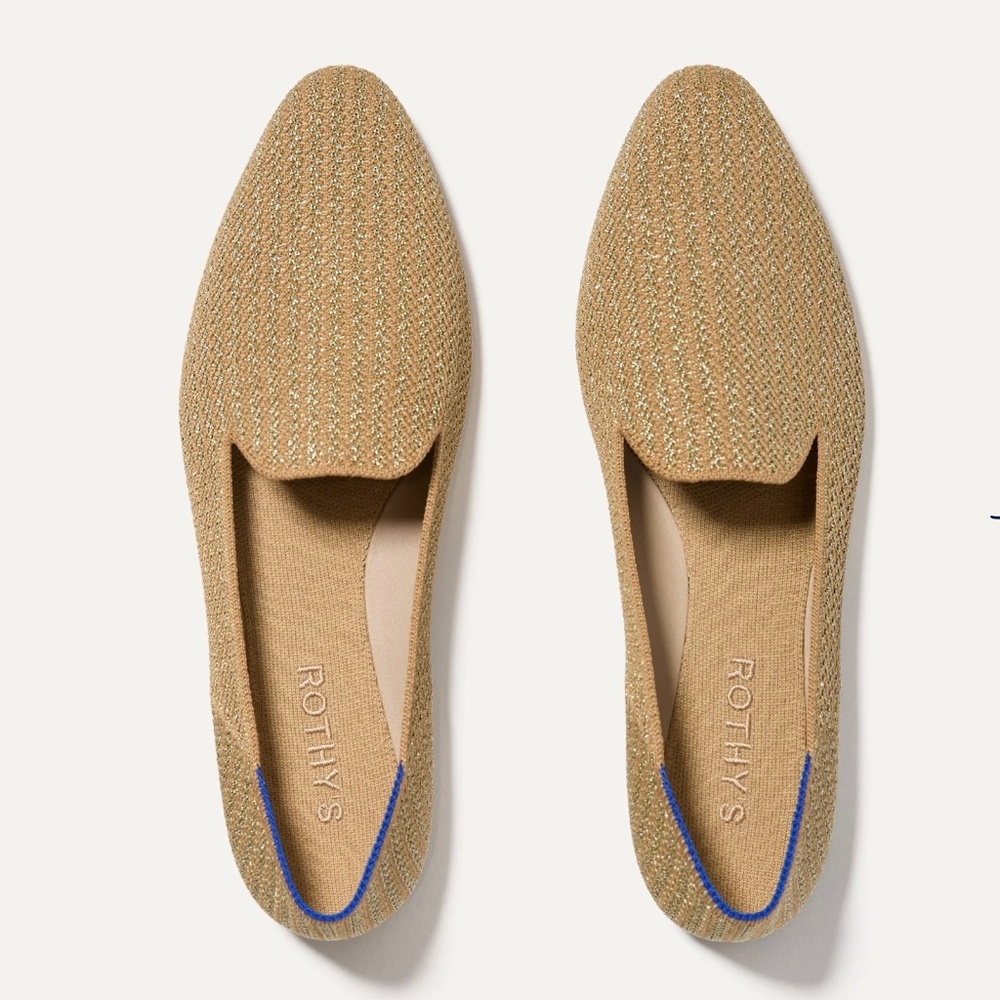 Rothys Almond Loafer in Gold Stripe